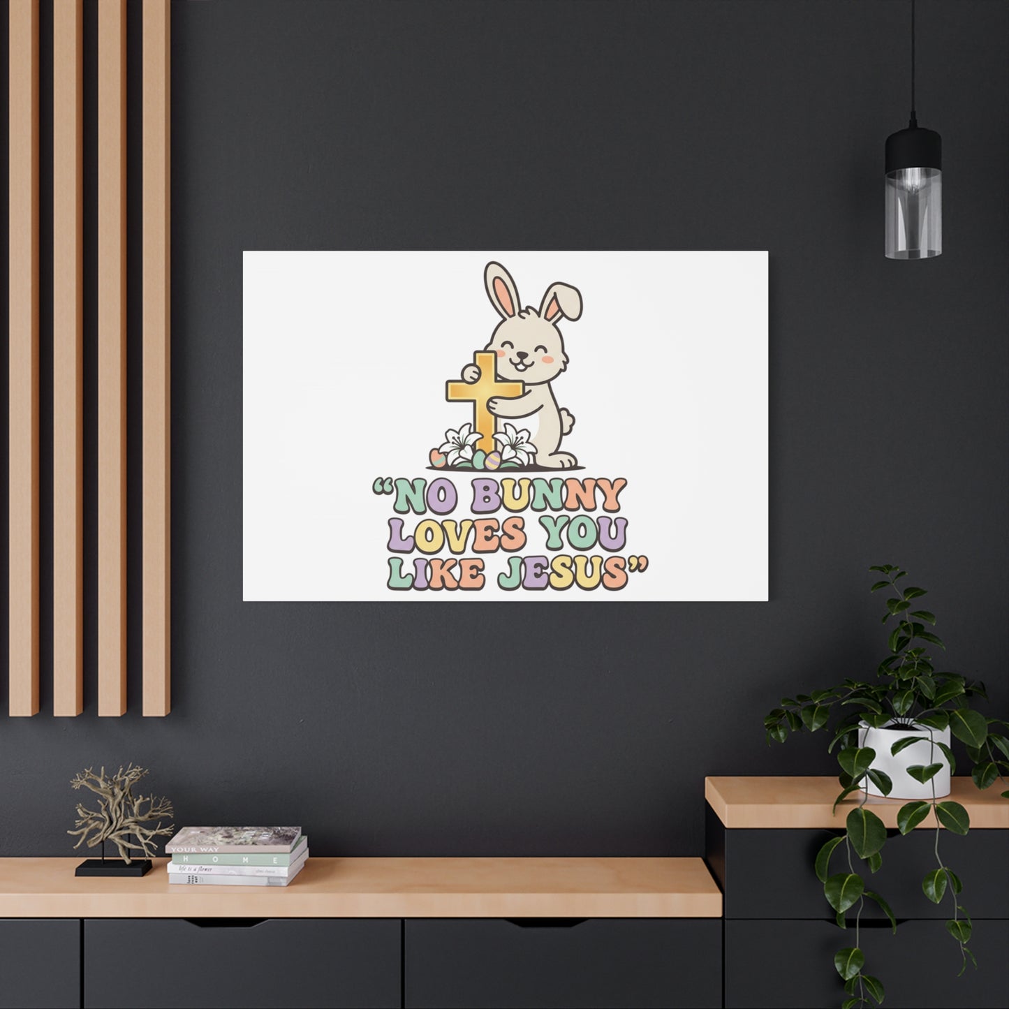 No Bunny Loves You Like Jesus Canvas | Easter Christian, Pastel Retro
