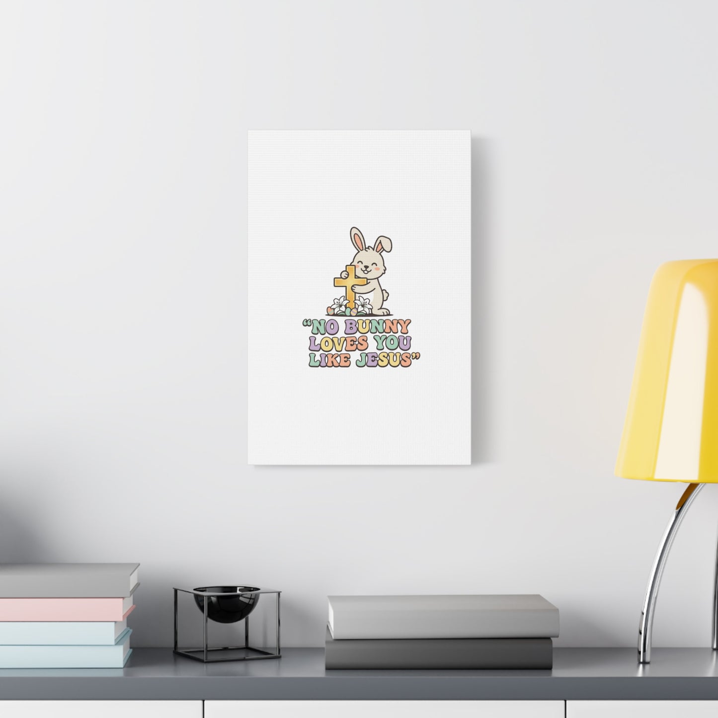 No Bunny Loves You Like Jesus Canvas | Easter Christian, Pastel Retro