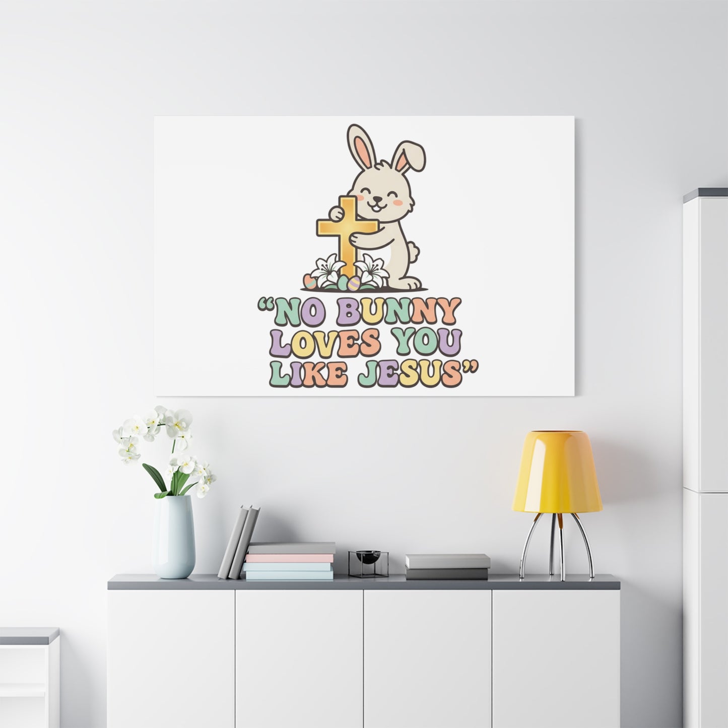No Bunny Loves You Like Jesus Canvas | Easter Christian, Pastel Retro