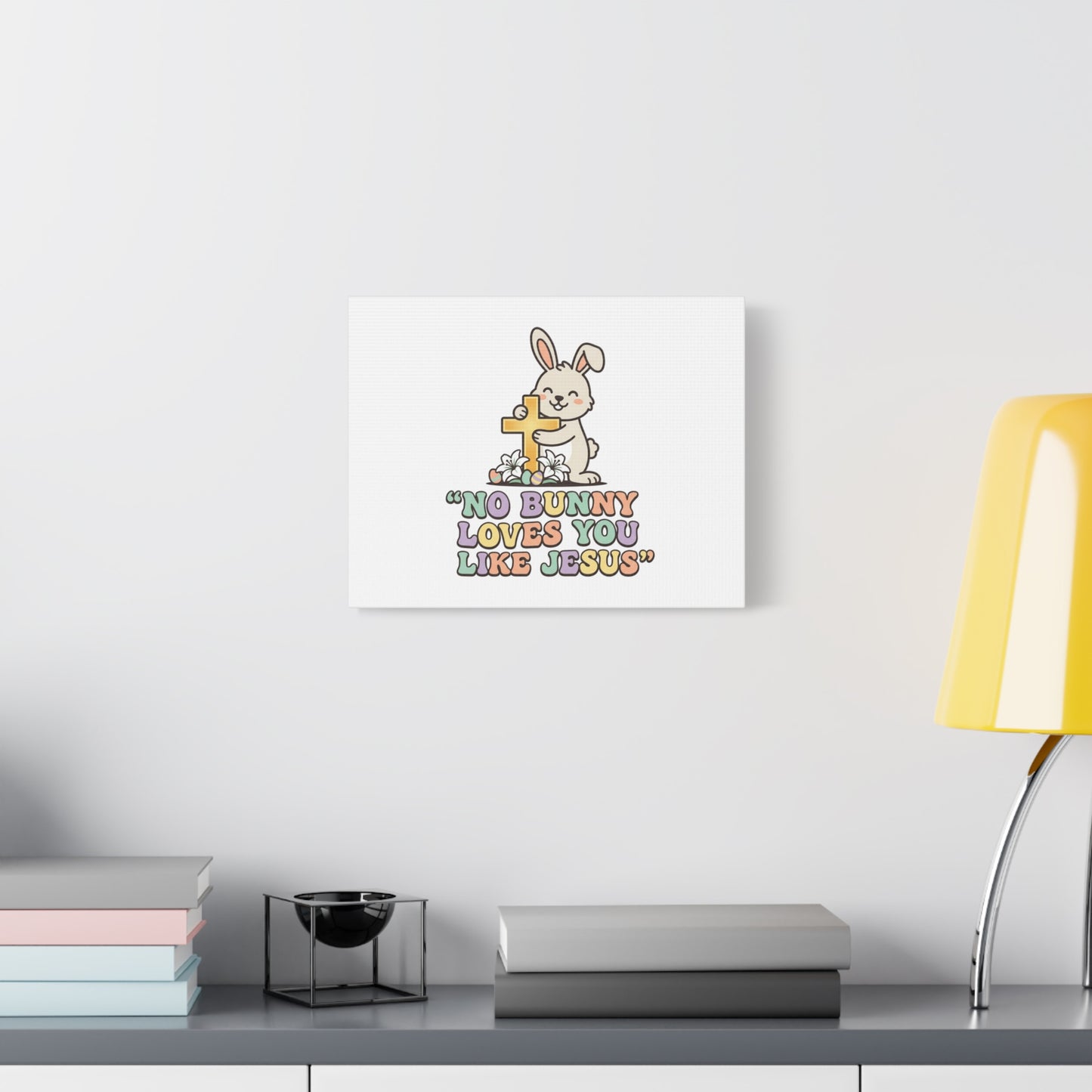 No Bunny Loves You Like Jesus Canvas | Easter Christian, Pastel Retro