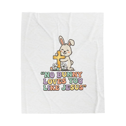 No Bunny Loves You Like Jesus Plush Blanket | Easter Christian, Pastel Retro Faith Humor