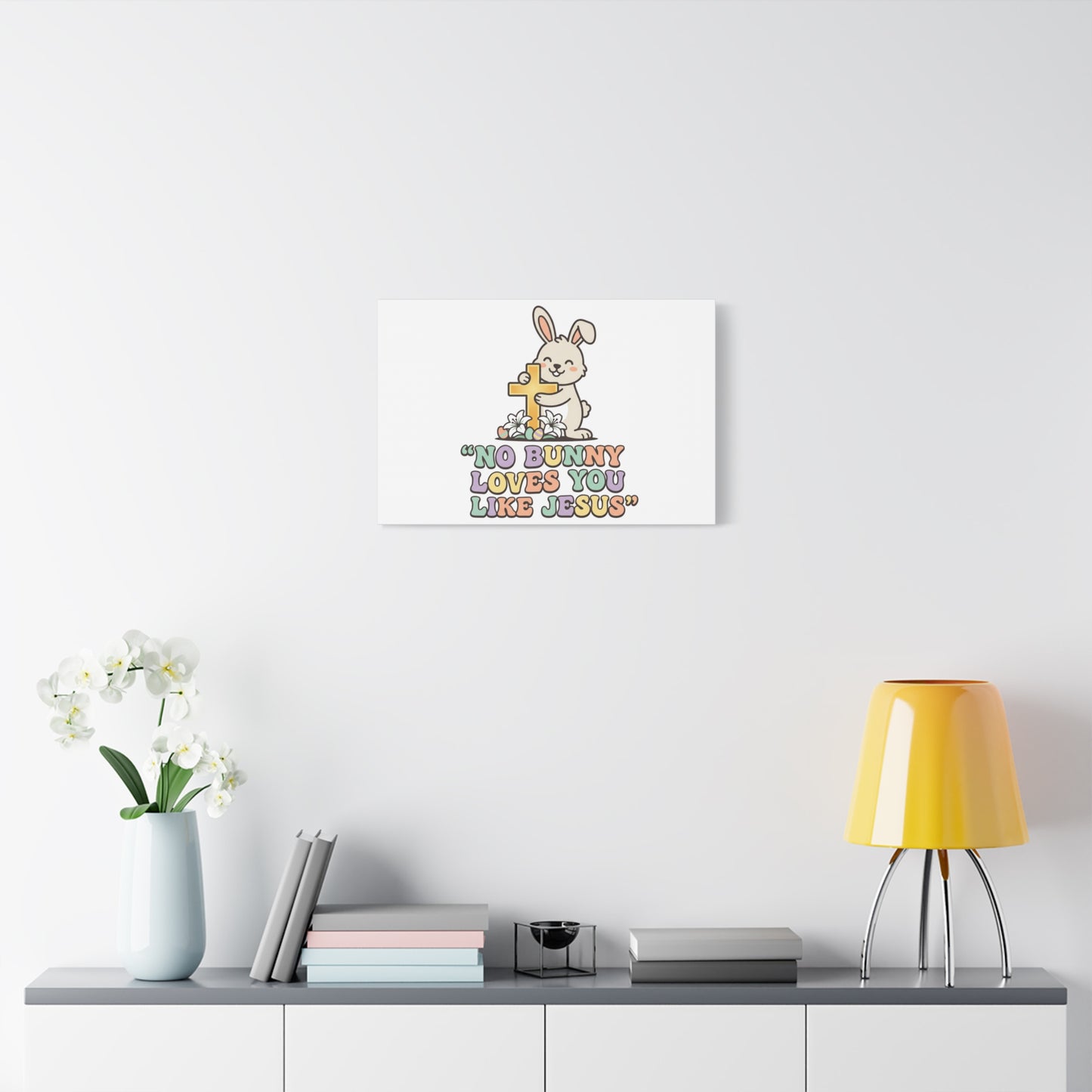 No Bunny Loves You Like Jesus Canvas | Easter Christian, Pastel Retro