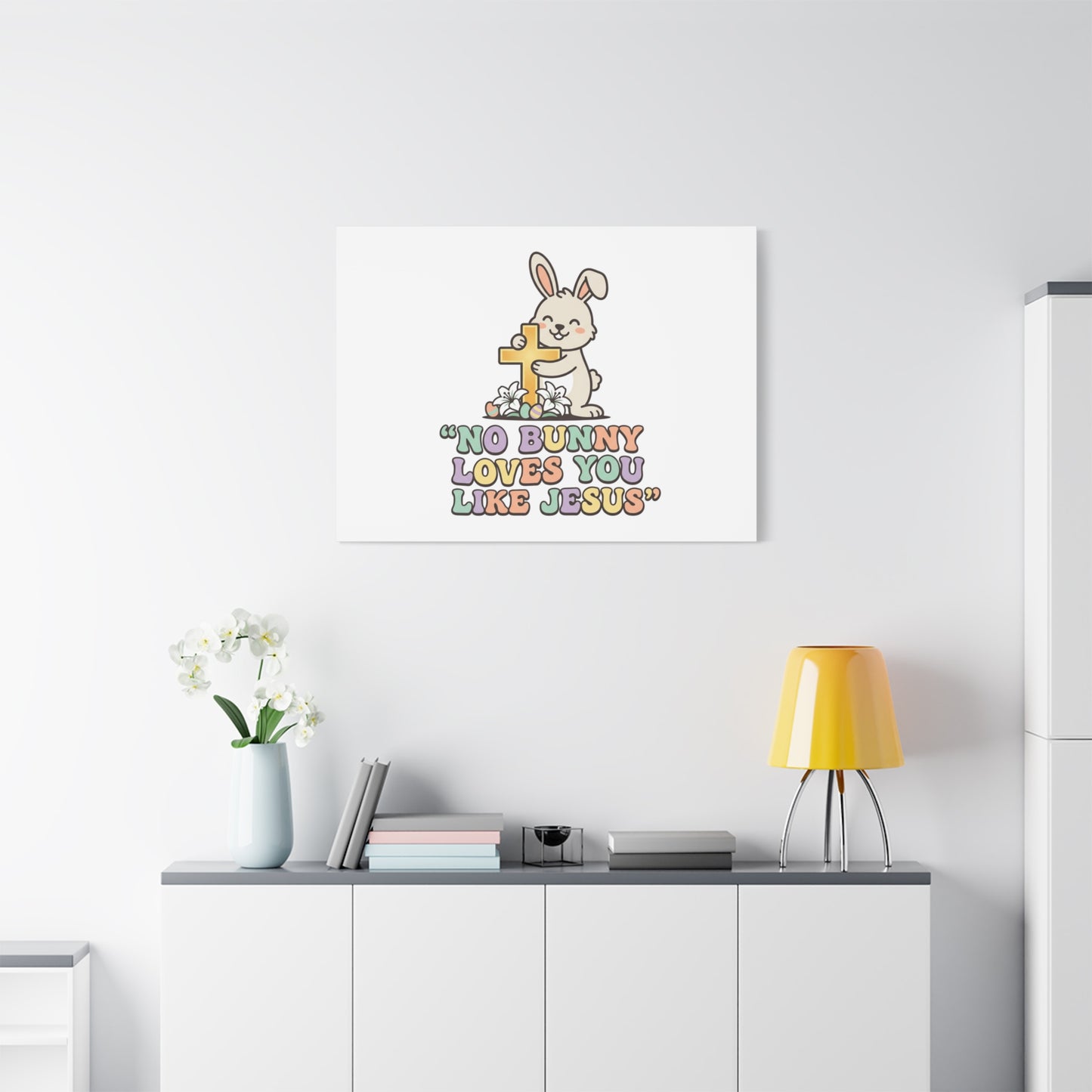 No Bunny Loves You Like Jesus Canvas | Easter Christian, Pastel Retro