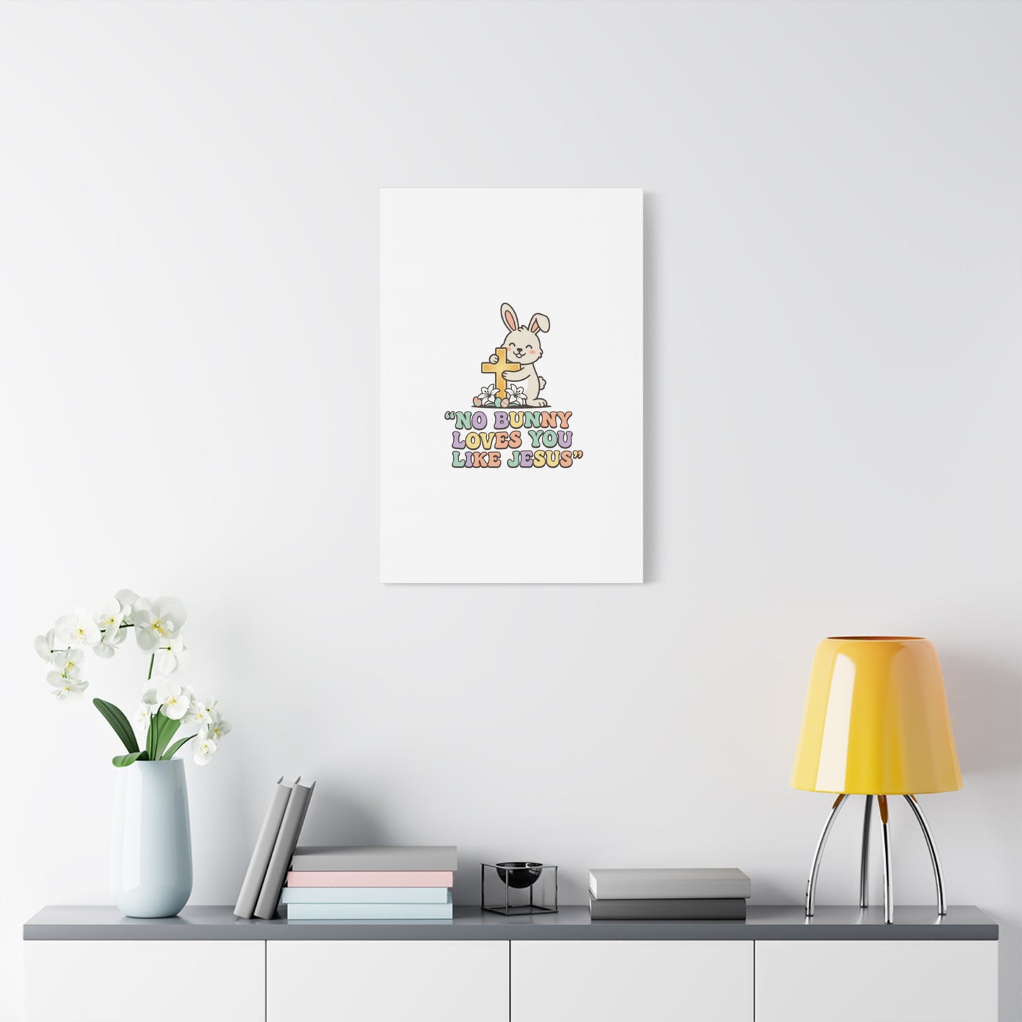 No Bunny Loves You Like Jesus Canvas | Easter Christian, Pastel Retro