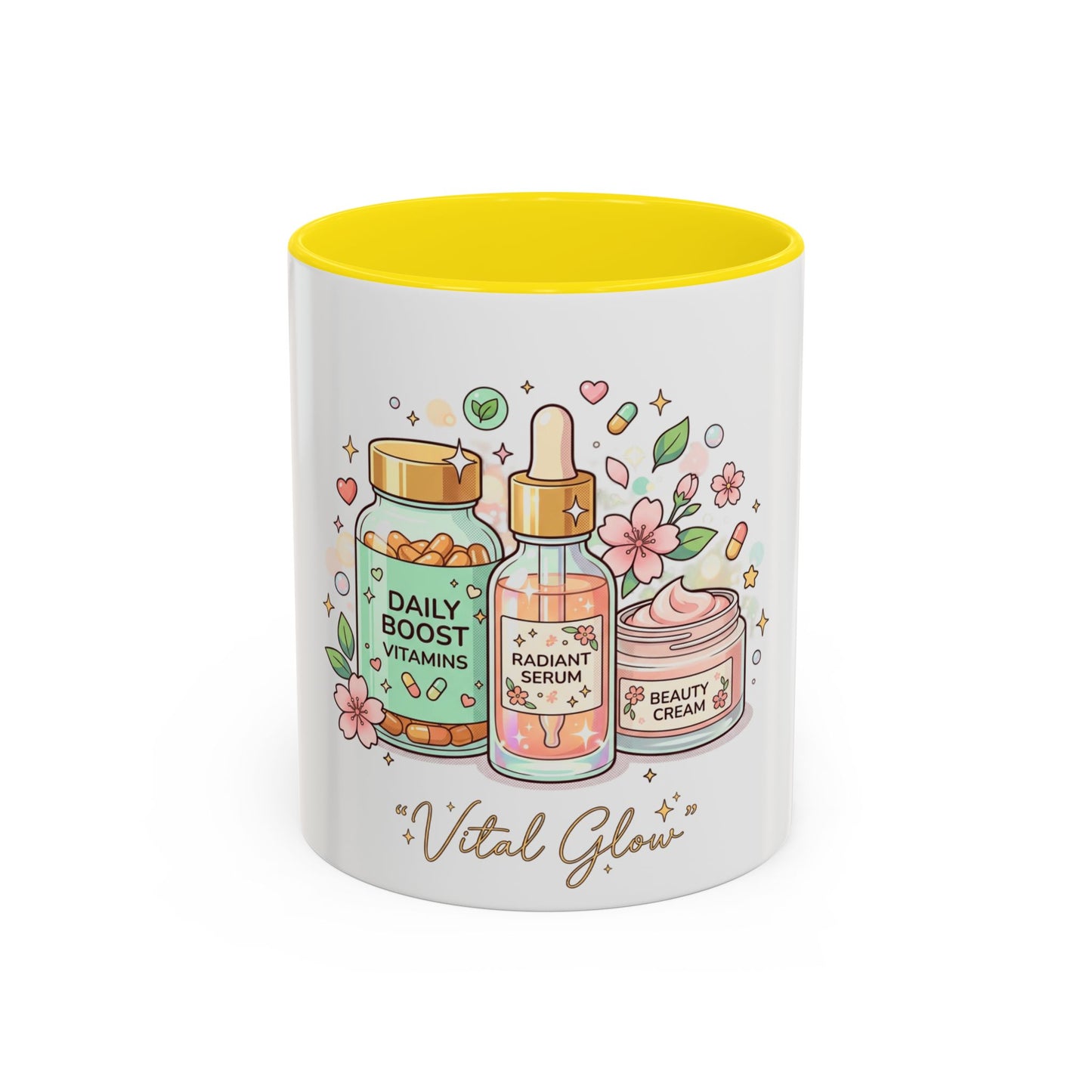 Skincare Vitamins Serum Illustration Mug | Accent Coffee Mug
