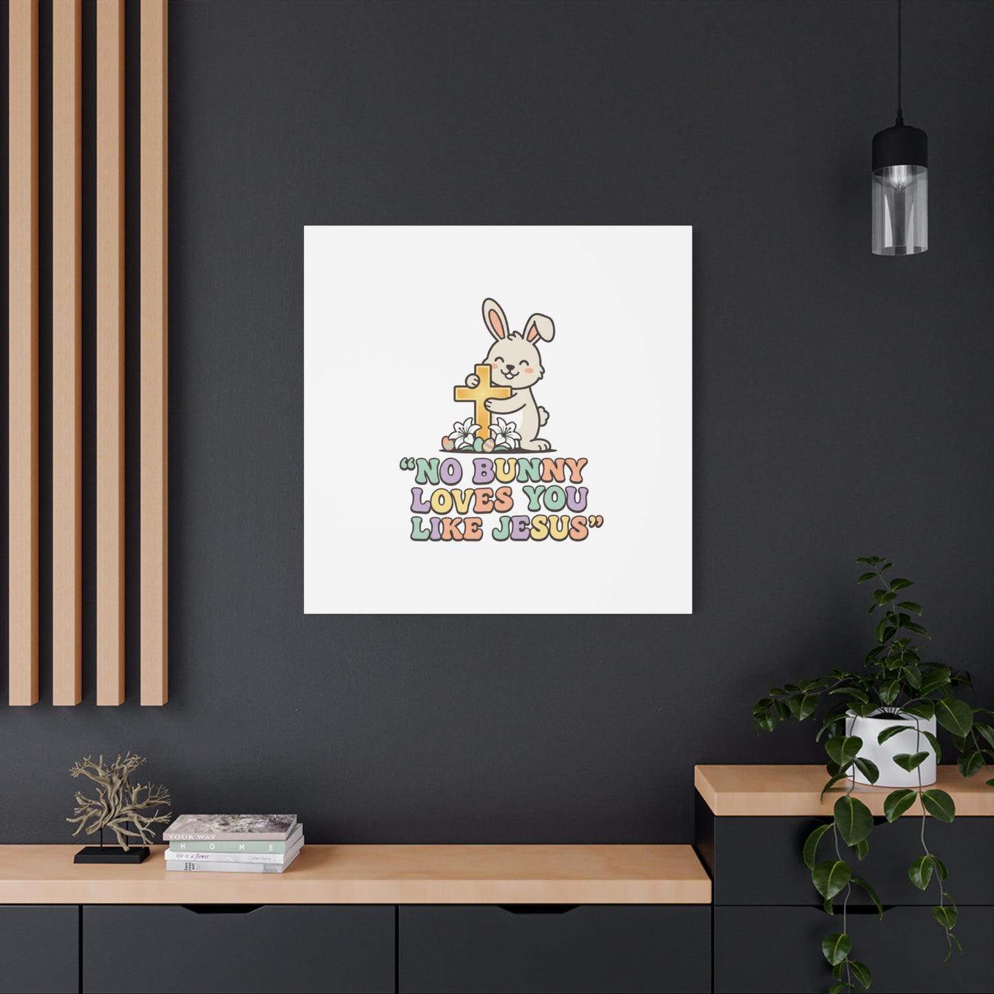 No Bunny Loves You Like Jesus Canvas | Easter Christian, Pastel Retro