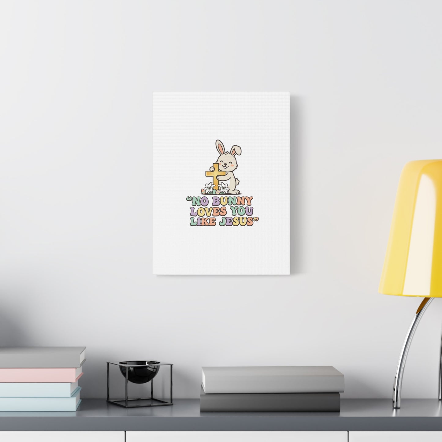 No Bunny Loves You Like Jesus Canvas | Easter Christian, Pastel Retro