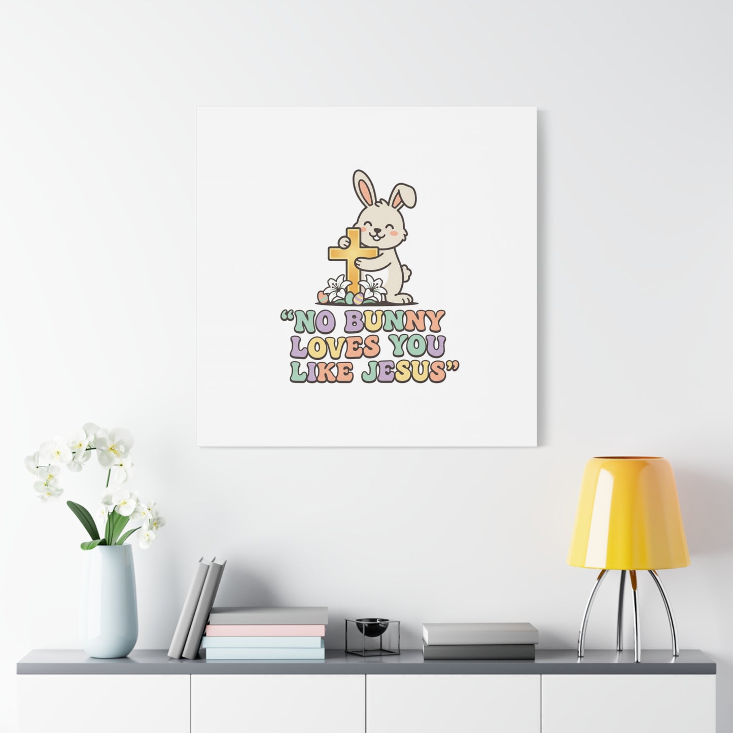 No Bunny Loves You Like Jesus Canvas | Easter Christian, Pastel Retro