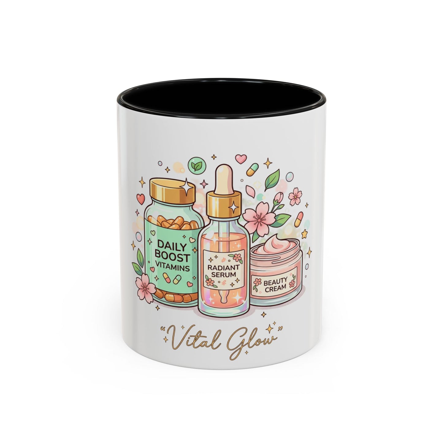 Skincare Vitamins Serum Illustration Mug | Accent Coffee Mug