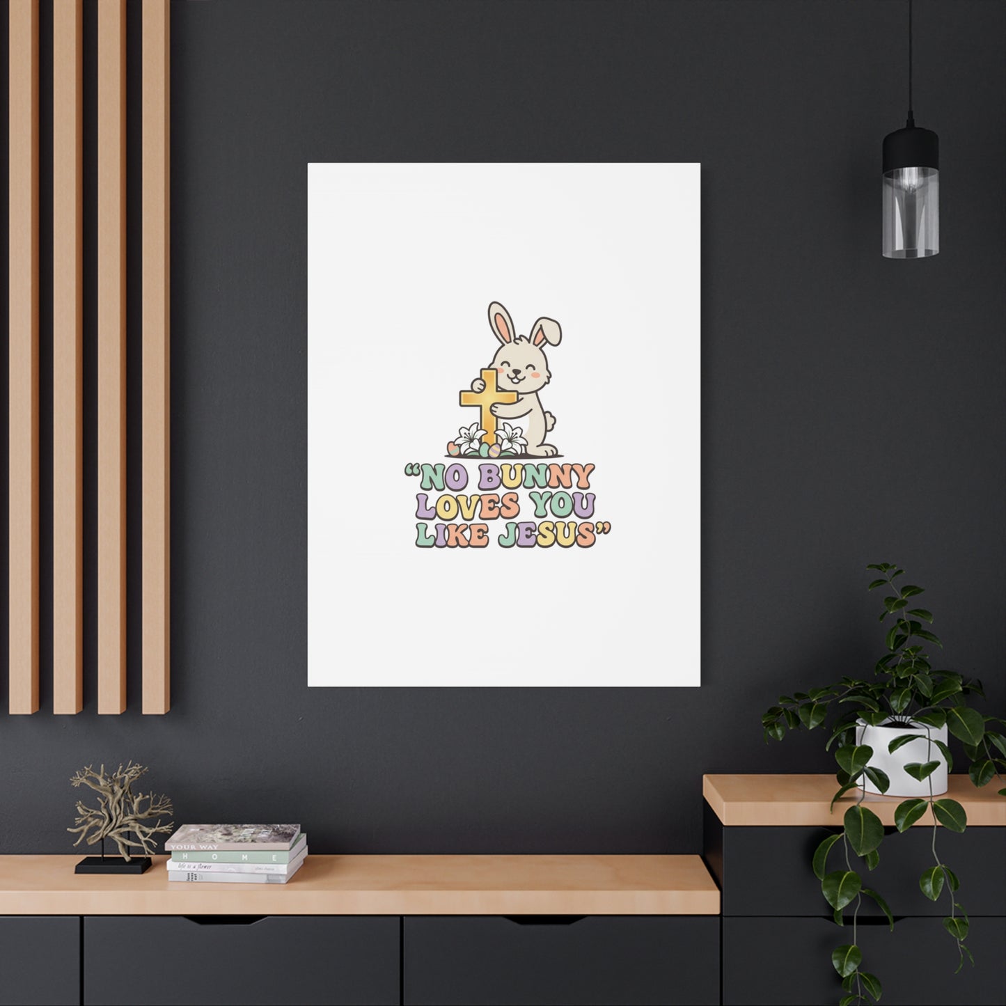 No Bunny Loves You Like Jesus Canvas | Easter Christian, Pastel Retro