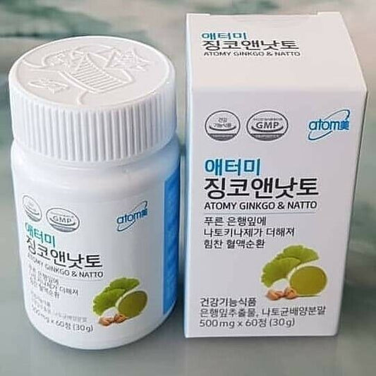 Atomy 银杏纳豆 纳豆激酶 改善血液循环 60 片 新品