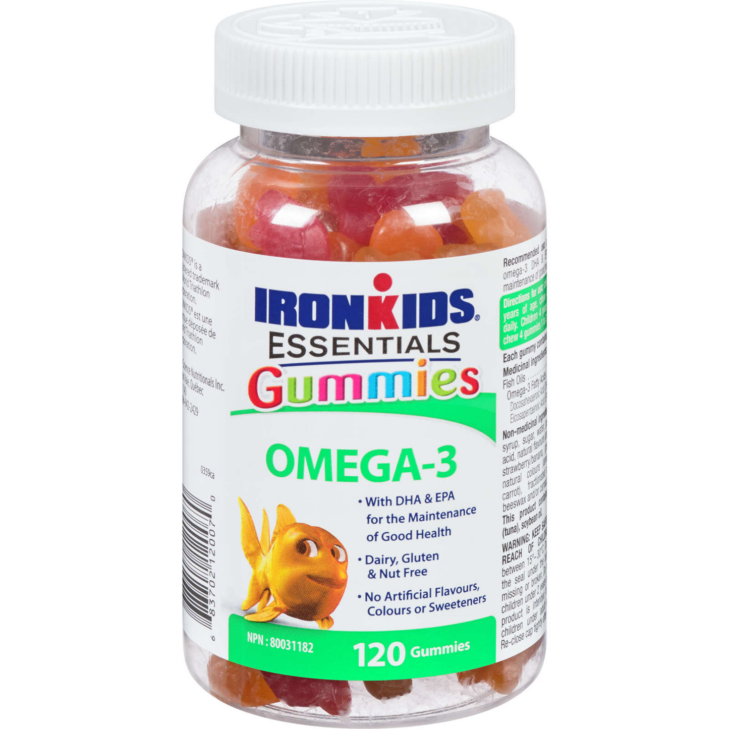 Iron Kids Omega-3 Vitamin Gummies Dairy Gluten Nut Free Daily Boost 120 pcs NEW