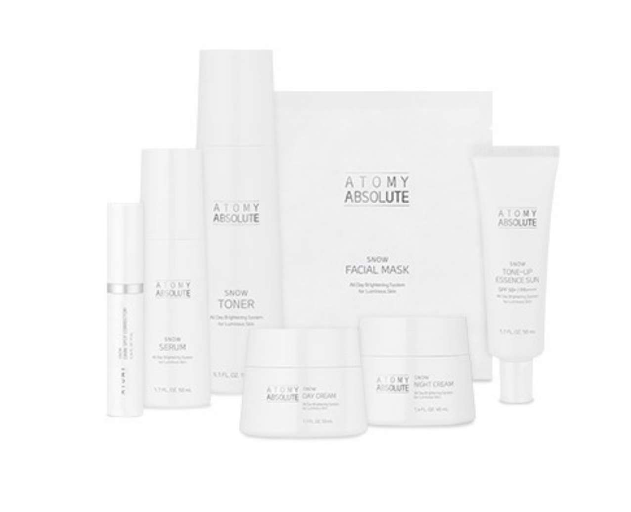 Atomy Absolute Snow Set Toner Serum Day Night Cream Corrector Mask Sun 7pcs NEW