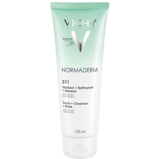 Vichy Normaderm Masque 3-in-1 Triple Action Cleanser Exfoliant Clay 125ml NEW