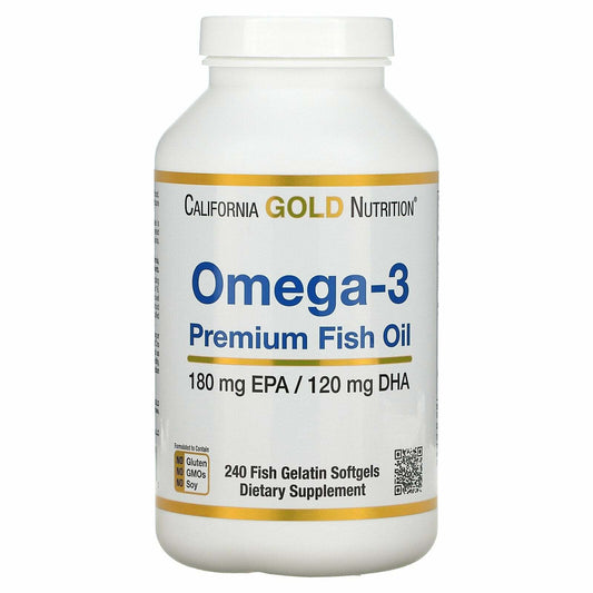 California Gold Nutrition Omega-3 Premium Fish Oil 240 Fish Gelatin Softgels NEW