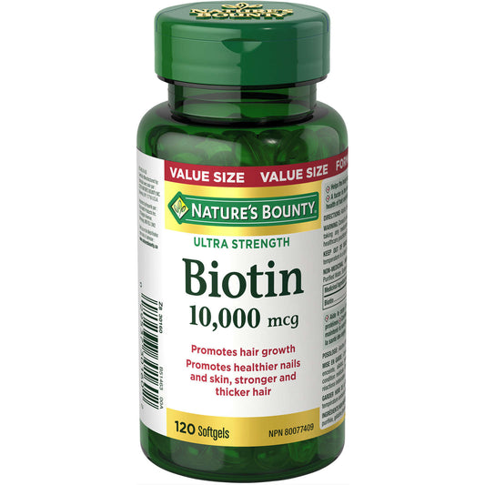 Nature's Bounty Maximum Strength Biotin 10000 mg Healthier Skin 120 pcs NEW