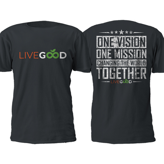 LiveGood One Mission T-Shirt Navy Medium Size Fashionable Quality 1pc NEW