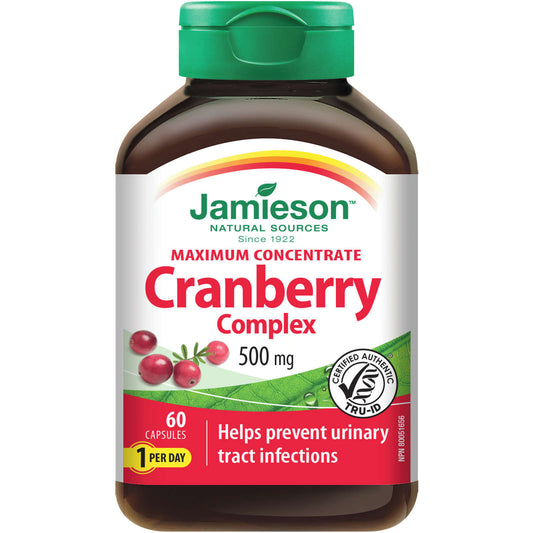 Jamieson Maximum Concentrate Cranberry Complex Capsules 500mg Daily 60 pcs NEW