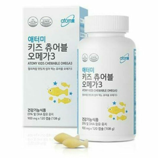 Atomy 儿童咀嚼 Omega 3 果冻促进骨骼健康 900 毫克 x 120 片 新品