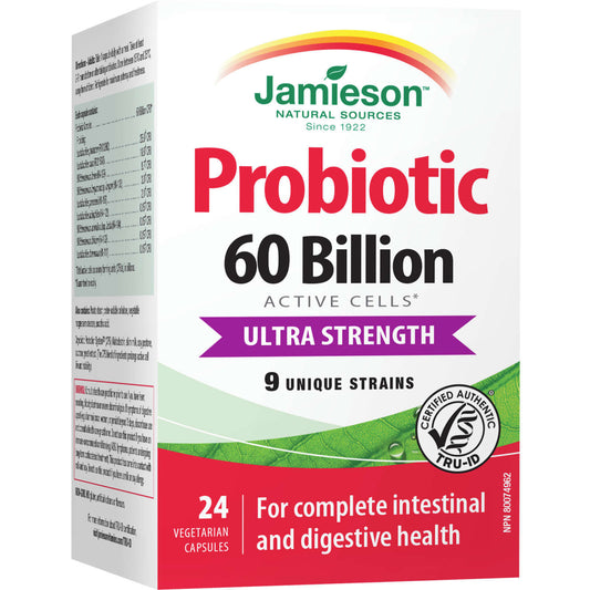 Jamieson 60 Billion Probiotic 14 Unique Strains Digestive Health 24 pcs NEW
