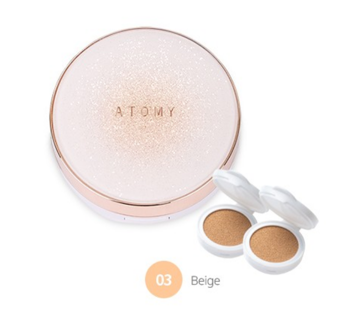 Atomy Gold Collagen Ampoule Cushion Beige Blooms SPF45 PA++++ 3 x 15g NEW