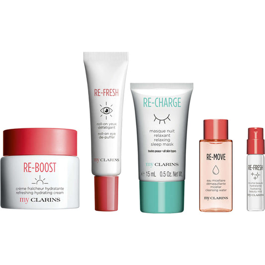 Clarins My Clarins Collection RE-BOOST RE-FRESH RE-CHARGE RE-MOVE 5pcs NEW