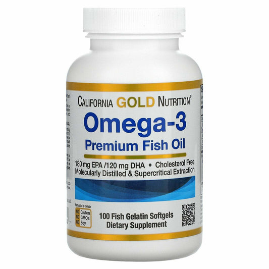 California Gold Nutrition Omega-3 Premium Fish Oil 100 Fish Gelatin Softgels NEW