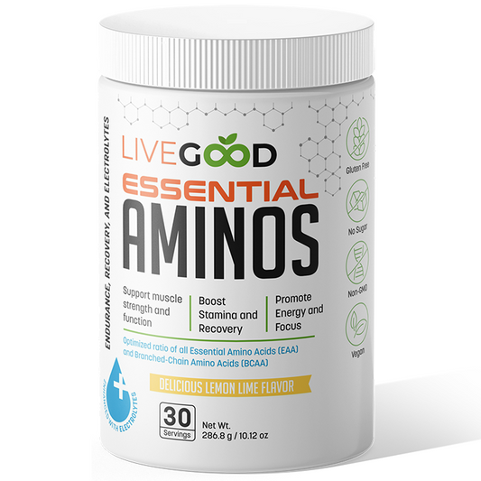 LiveGood Essential Aminos Branched-Chain Electrolytes Lemon Lime 10.12oz NEW