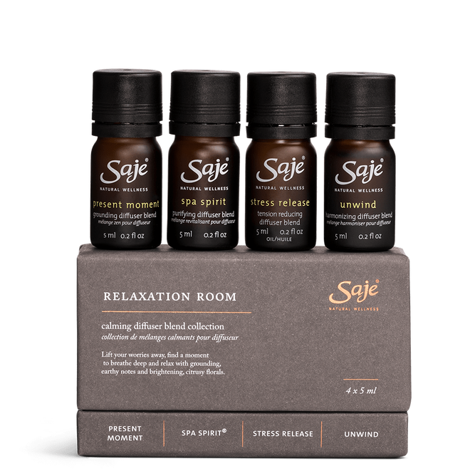Saje Relaxation Room Calming Diffuser Blend Collection Formulated 4 pcs NEW