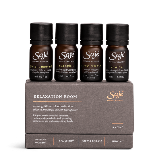 Saje Relaxation Room Calming Diffuser Blend Collection Formulated 4 pcs NEW