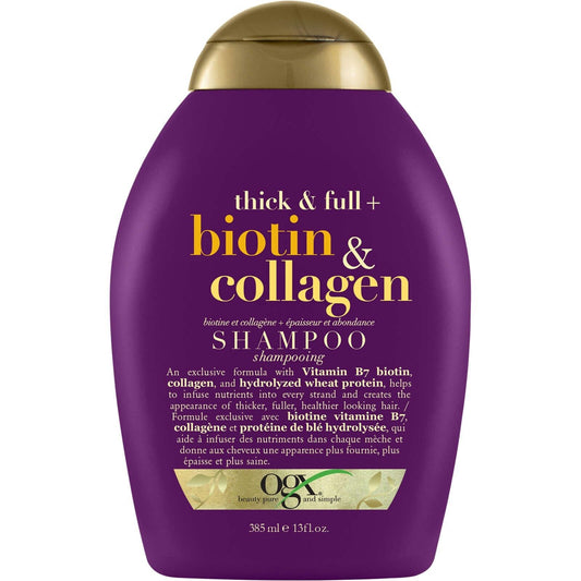 OGX Thick & Full + Biotin & Collagen Shampoo Exclusive Formula Wheat 385ml NEW