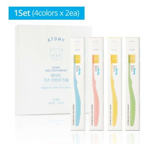 Atomy Kids Toothbrush Set Soft Thin Rich Thistles Antibacterial 4 Colors 2ea NEW