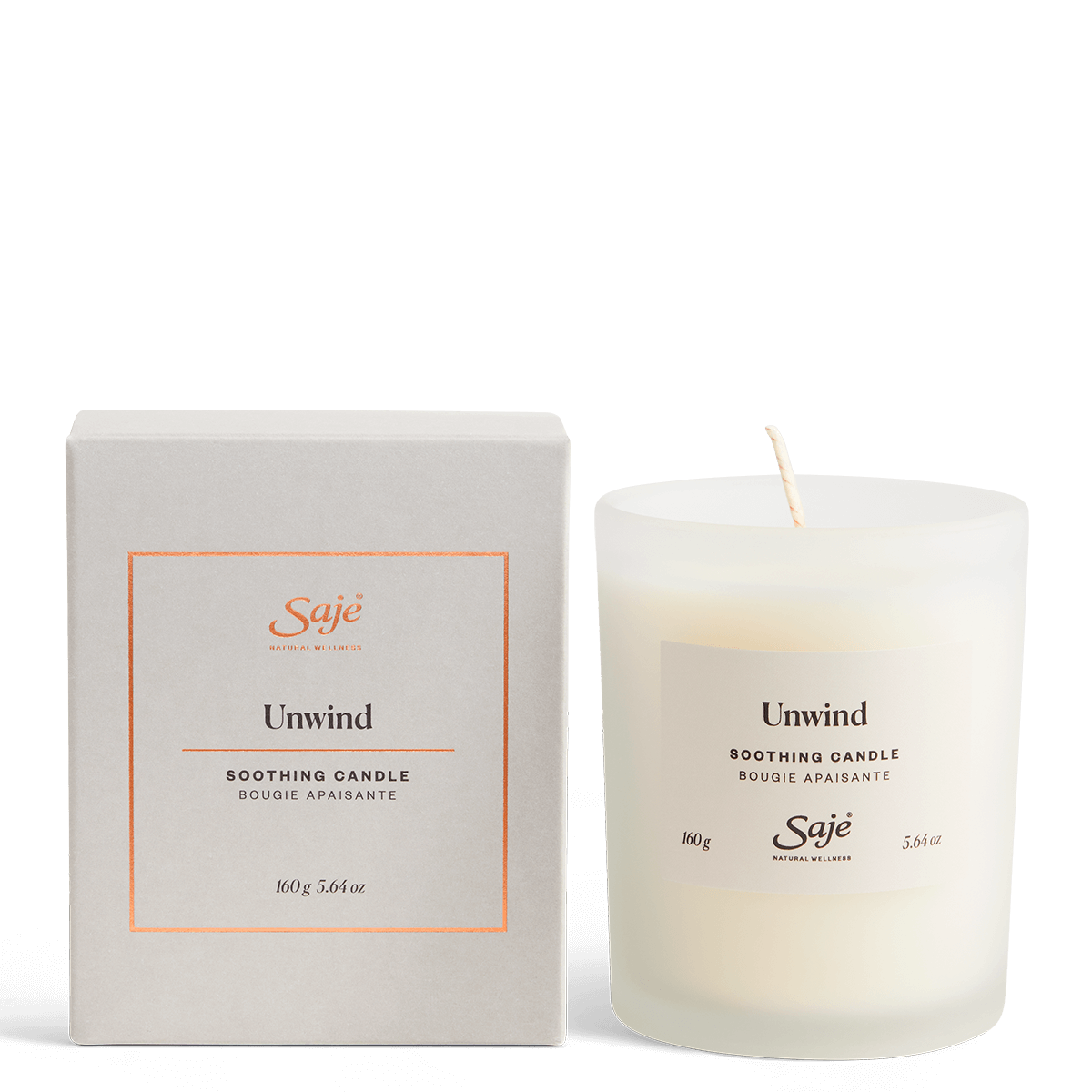 Saje Unwind Candle Soothing Setting Cozy Up 100% Natural Lavender 160g NEW