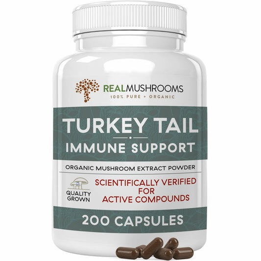 Real Mushrooms Organic Turkey Tail Extract Immune Support Vegan 200 caps NEW