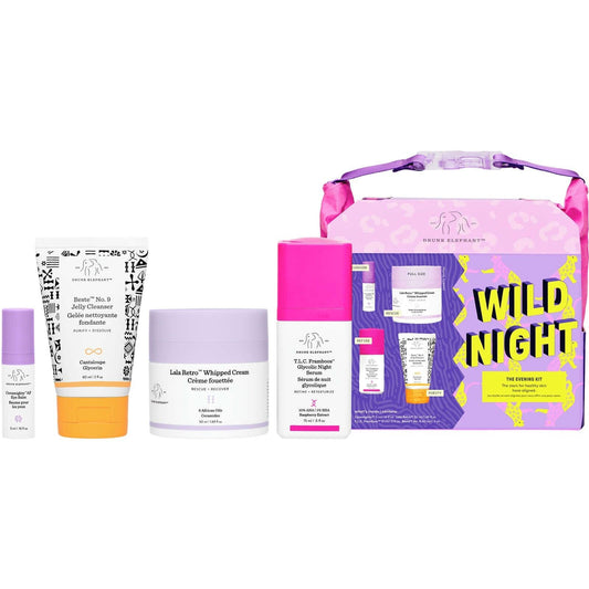 Drunk Elephant Wild Night: The Evening Kit Releasing Agents Cleansing 4pcs NEW