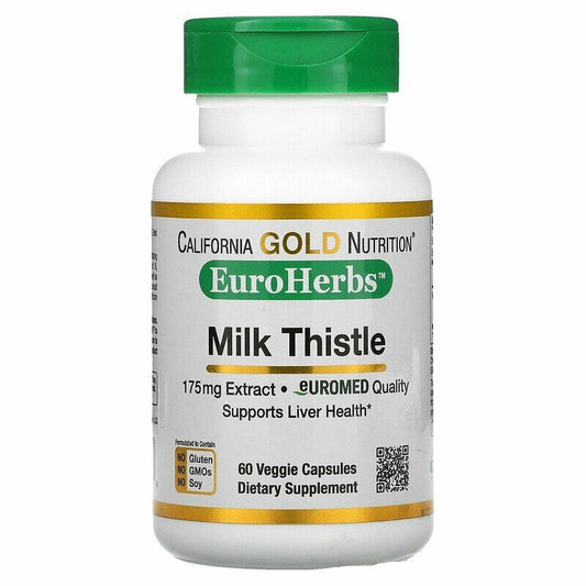 California Gold Nutrition EuroHerbs Milk Thistle Extract Veg 175mg 60 caps NEW