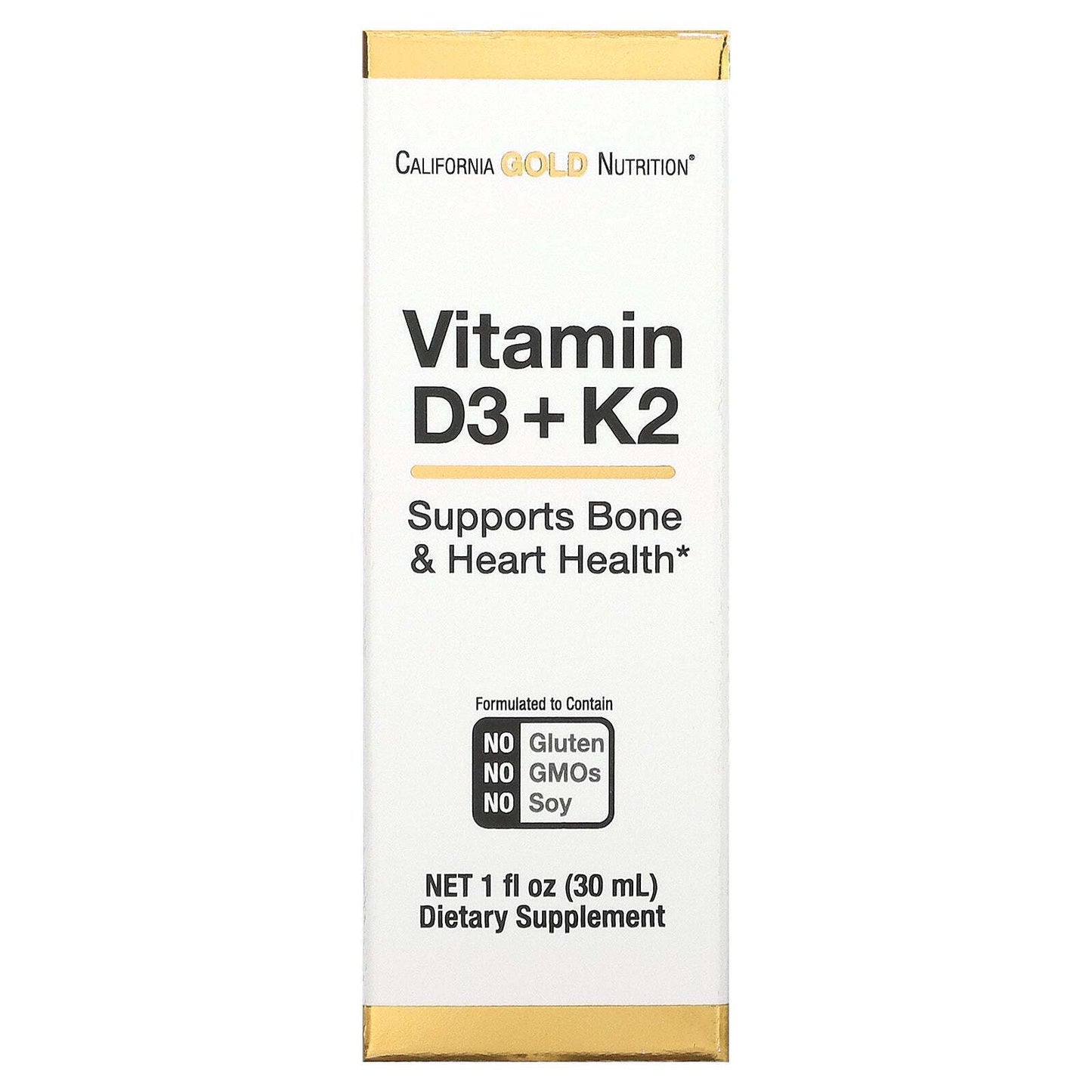 California Gold Nutrition Vitamin D3 Bioavailability K2 25 mcg 1 fl. oz NEW