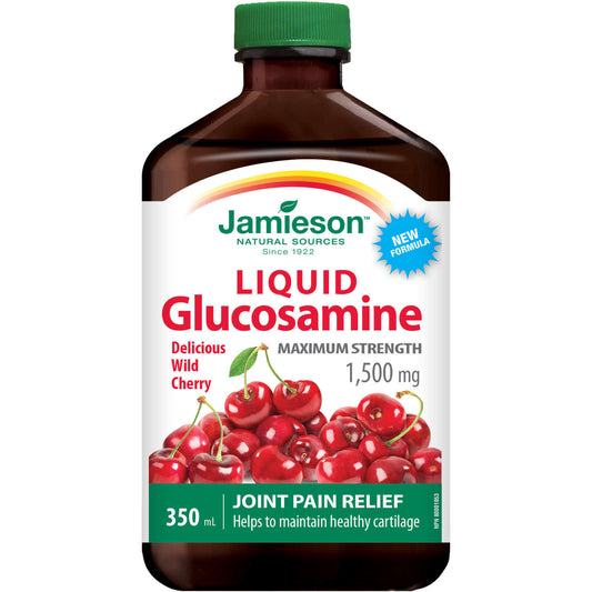 Jamieson Glucosamine Liquid Cherry Flavored Pain Relief Joint 1500mg 350ml NEW