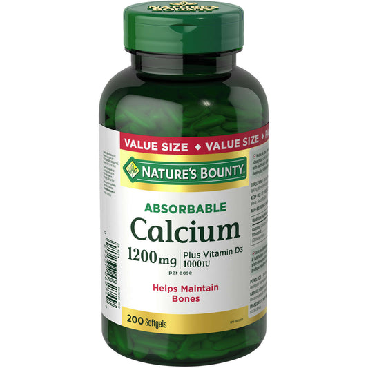 Nature's Bounty Calcium Pills Plus Vit D3 Supplement Helps Bones 200 pcs NEW