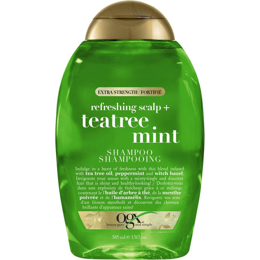 OGX Extra Strength Tea Tree Mint Shampoo Deeply Cleanse Freshness 385ml NEW