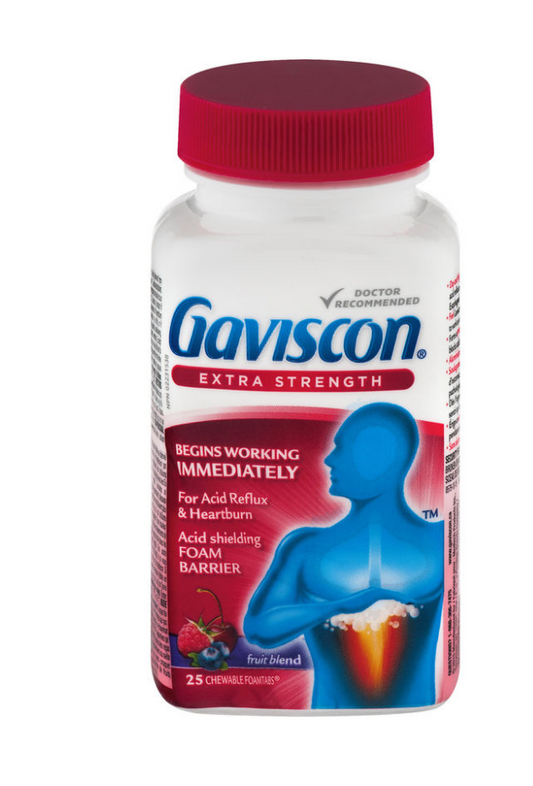 Gaviscon 超强咀嚼泡沫片水果混合胃灼热酸 25 片全新