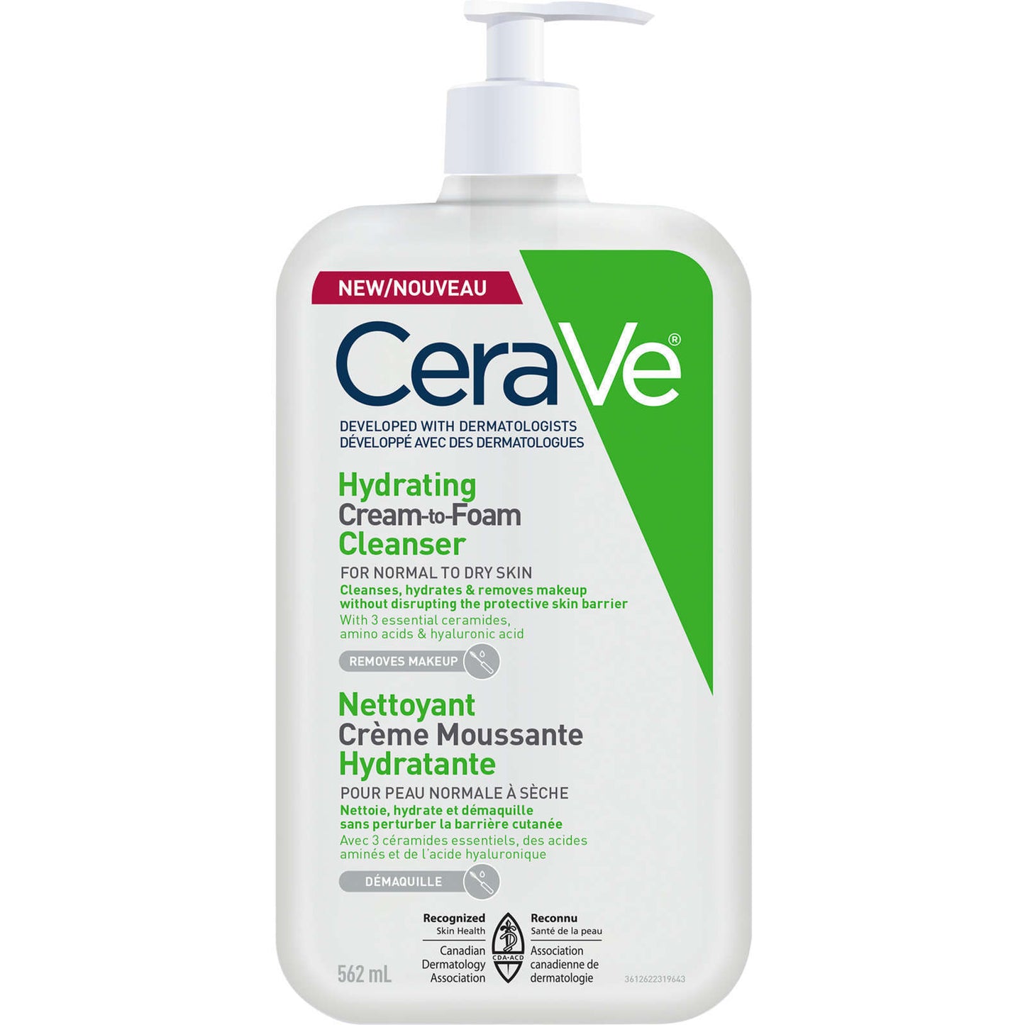 CeraVe Hydrating Cream to Foam Cleanser Makeup Remover Face Wash 562ml NEW