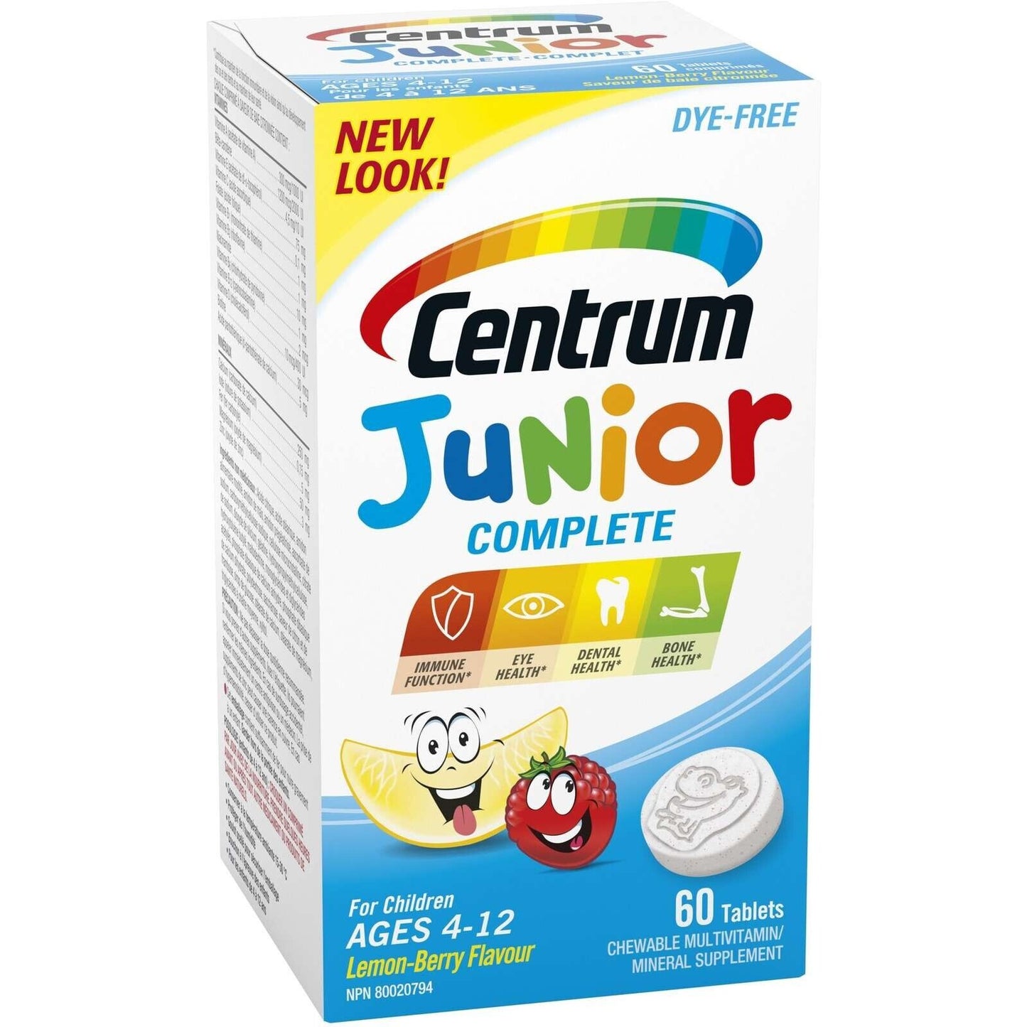 Centrum Junior 完整咀嚼复合维生素 D 补充剂 60 片 全新