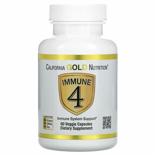 California Gold Nutrition Immune 4 System Support Vitamin C,D 60 Veggie caps NEW