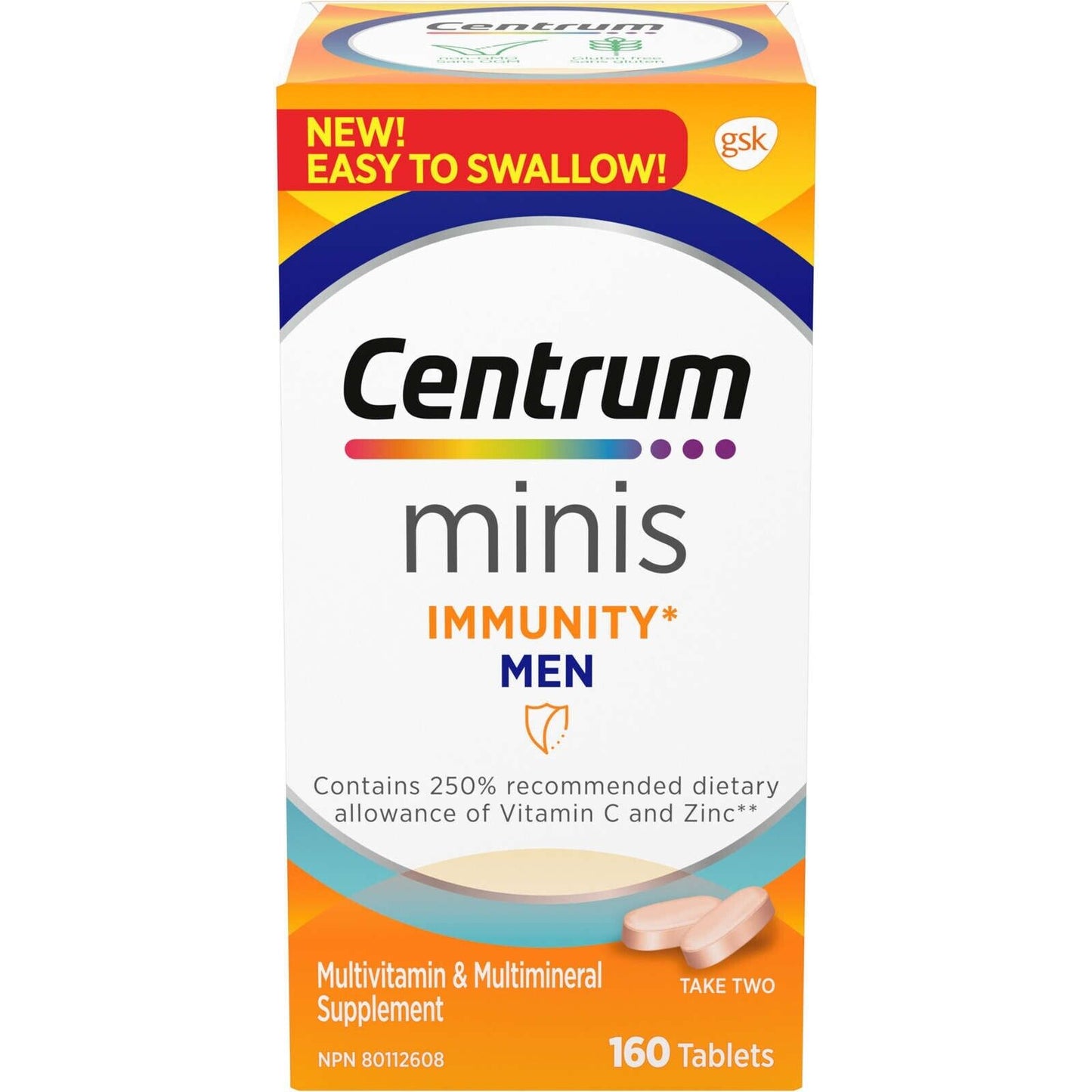 Centrum Minis Immunity Men Bone Eye Muscle Function Health Immune 160 pcs NEW