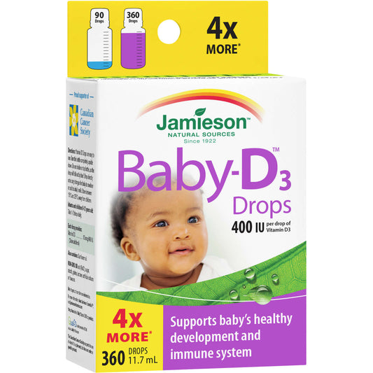 Jamieson Baby-D Vitamin D3 400 IU Droplets Healthy Development 360 Drops NEW