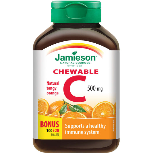 Jamieson Chewable Vitamin C 500 mg Natural Tangy Orange Flavor 120 pcs NEW