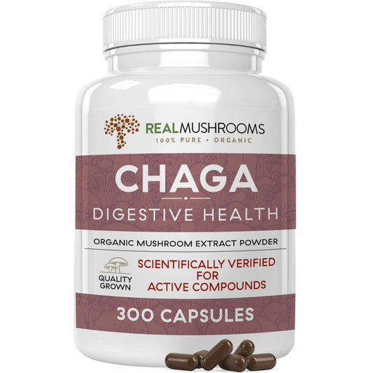 Real Mushrooms Organic Siberian Chaga Extract Digestive Health 300 caps NEW