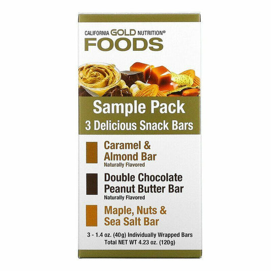 California Gold Nutrition FOODS Sample Snack Bar Pack 3 Bars 1.4 oz each NEW