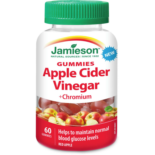 Jamieson Apple Cider Vinegar Gummies Fun Delicious Normal Blood Glucose 60pc NEW